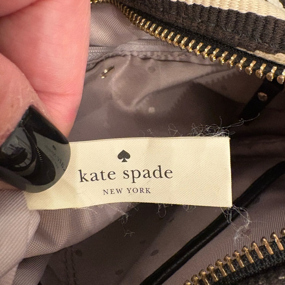 Kate Spade Black and Cream Striped Hand Shoulder Bag 10x10x5 VGUC - Picture 9 of 13